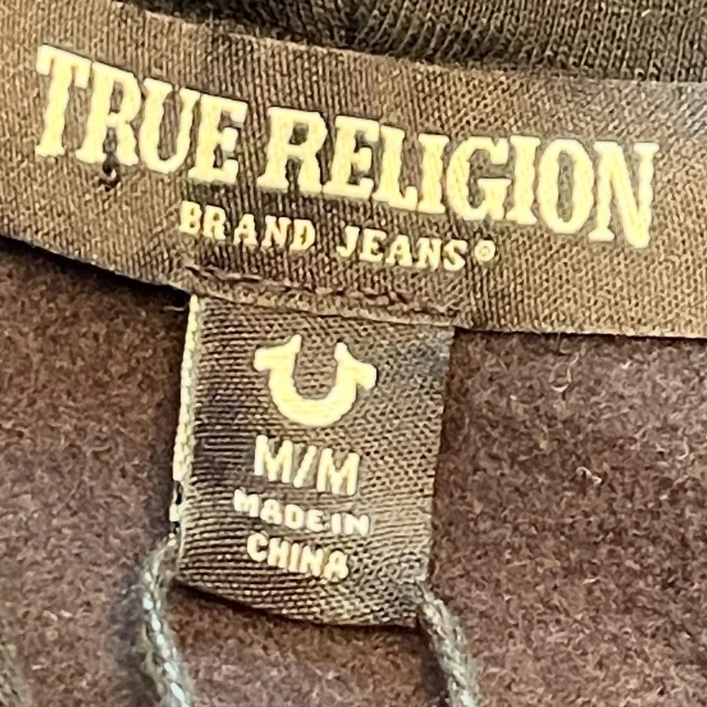 New True Religion Men's Jet Black‎ Foil Triology Hoodie Size Medium Full Zip NWT